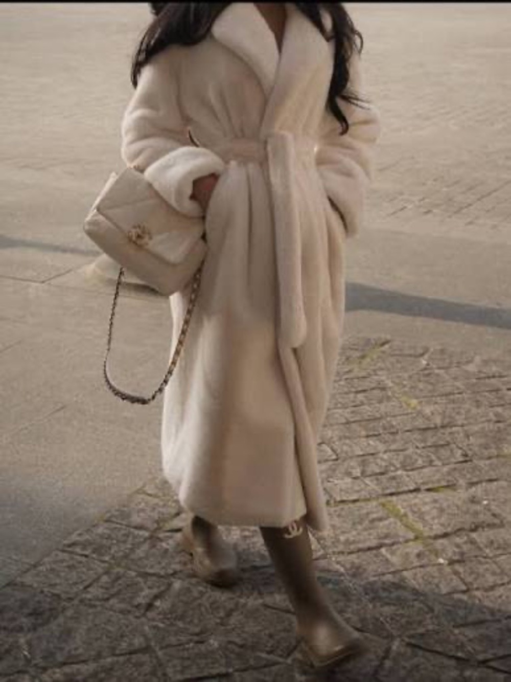 Full Length White Faux Fur Coat